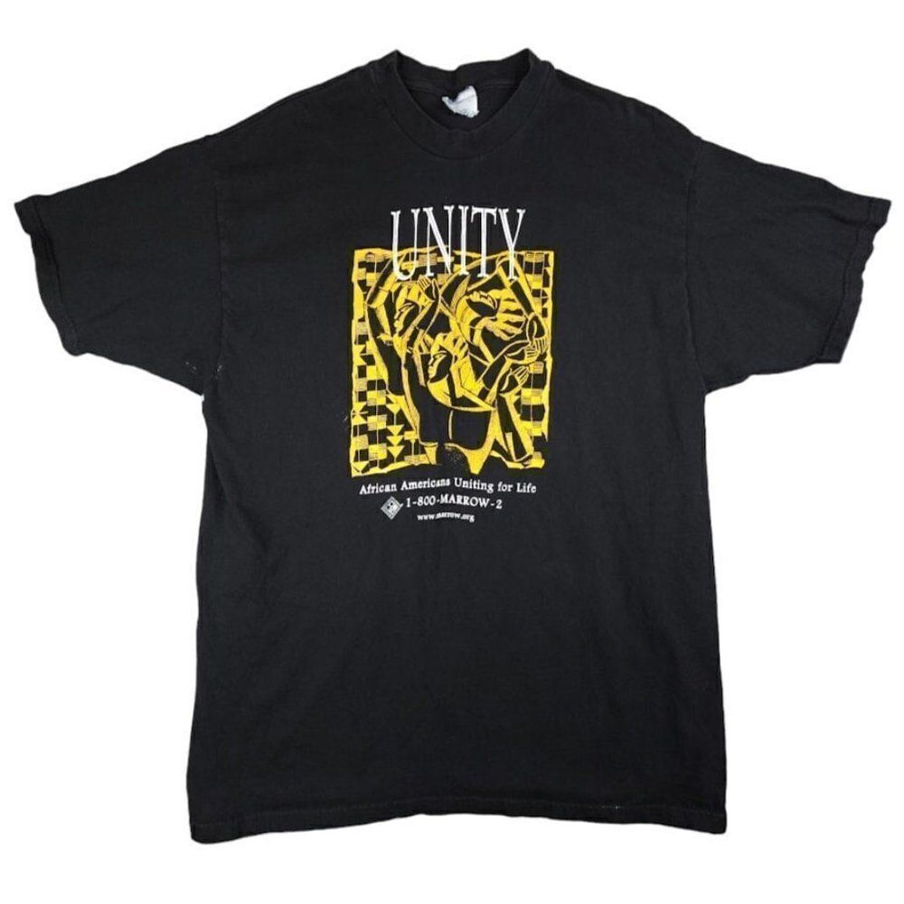 Vintage Unity African American T Shirt Mens Size XL Black 90s Y2K Marrow Donor